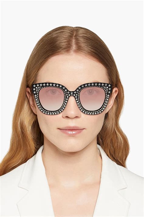 gucci swarovski crystal cat eye sunglasses|gucci crystal embellished sunglasses.